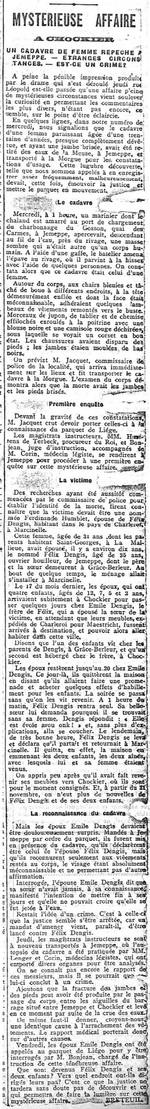 Felix Dengis (La Meuse, 15 décembre 1906, matin)(Belgicapress)
