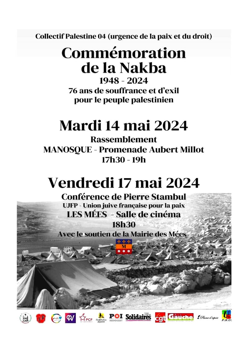 INVITATION  Les Mées / 14 et 17 MAI 2024  avec Pierre STAMBUL de l'UJFP