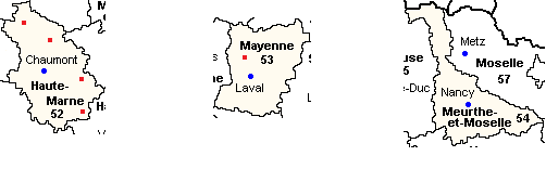 Haute Marne (52) Mayenne (53) Meurthe et Moselle (54)
