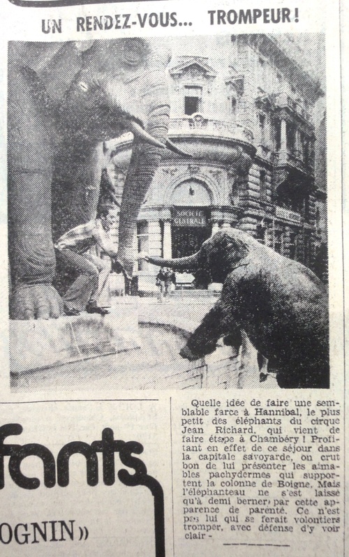 la venue du cirque Jean Richard à Aix les Bains et Chambery en  1973 dans la presse