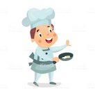 Ilustración de Lindo Pequeño Personaje De Chef Boy Sosteniendo Una ...