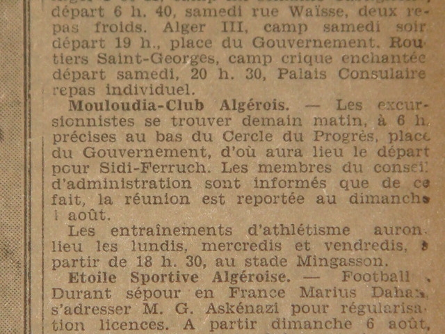 Le Mouloudia organise une excursion à Sidi Ferruch