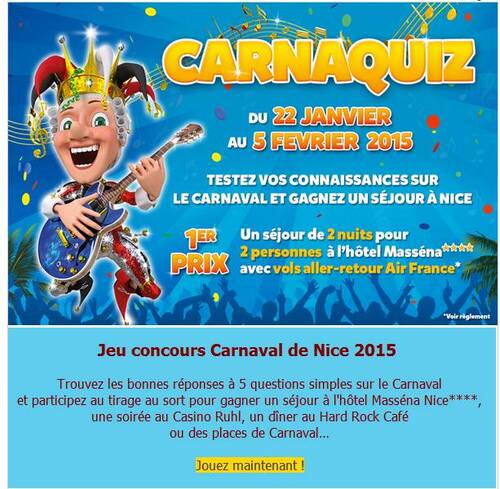 CARNAVAL DE NICE - TENTEZ VOTRE CHANCE 