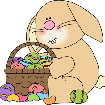 Bunny Sitting with an Easter Basket Clip Art