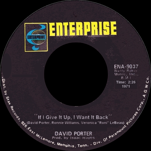 David Porter " David Porter...Into A Real Thing " Enterprise Records ENS-1012 [ US ]