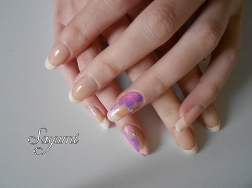 Nail Art French fleurie