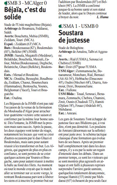 Jeudi 18.9.2008 Béjaia JSMB-MCA 3-0