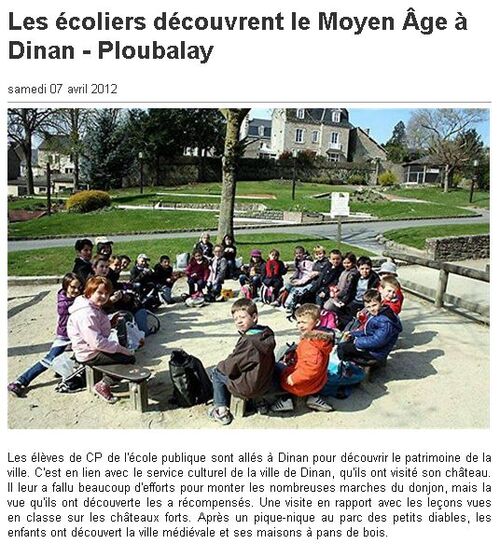 7 avril 2012 - Les écoliers découvrent le Moyen Âge à Dinan