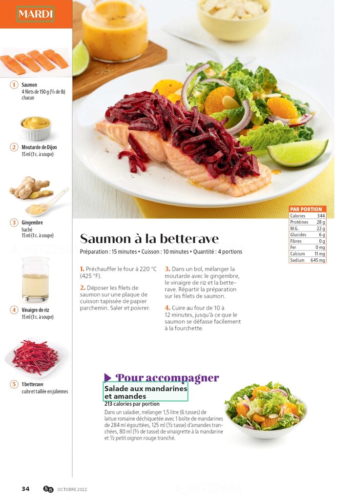 Recettes 4: Menu - semaine 3 + recettes (5 pages)