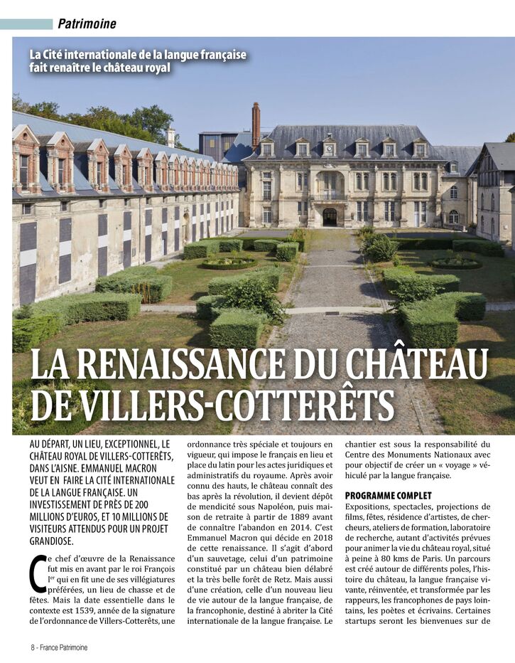 Les plus beaux sites de France - La Cité internationale de la langue française fait renaître le château royal (2 pages)
