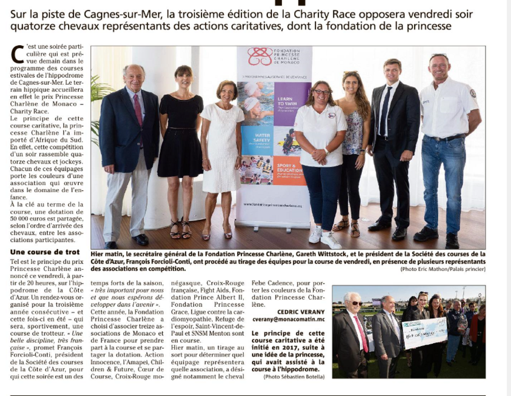 Prix Princesse Charlene  de Monaco, charity Race à Cagnes sur Mer le 19 juillet 2019