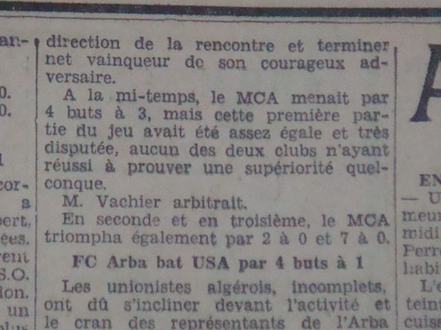 Dimanche 5.10.1930 à El Biar JSS-MCA 3-8