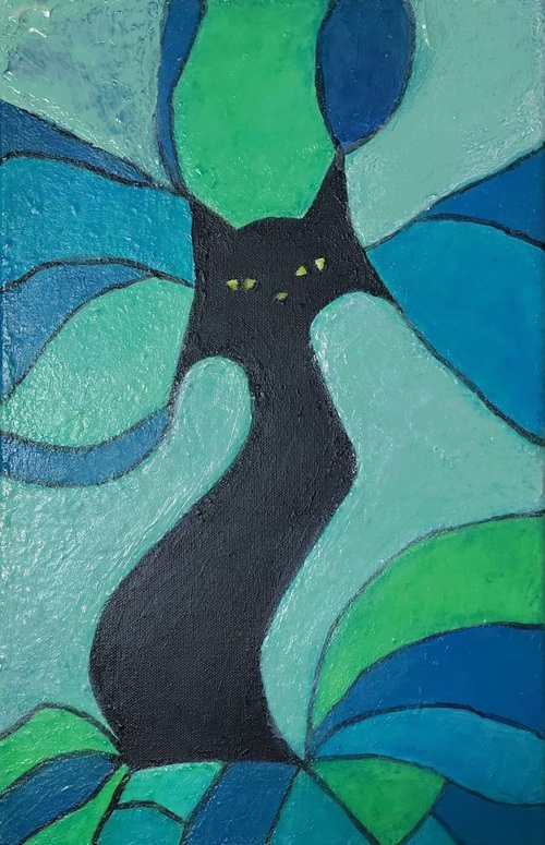  Chat noir stylisé sur TOILE