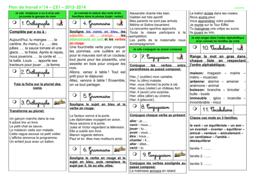 Plan de travail CE1 2013 - 2014 numéro 14