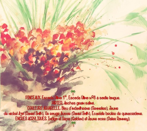 Dessin et peinture - vidéo 3334 : Comment peindre les dattes (fruits des palmiers) ? - aquarelle.