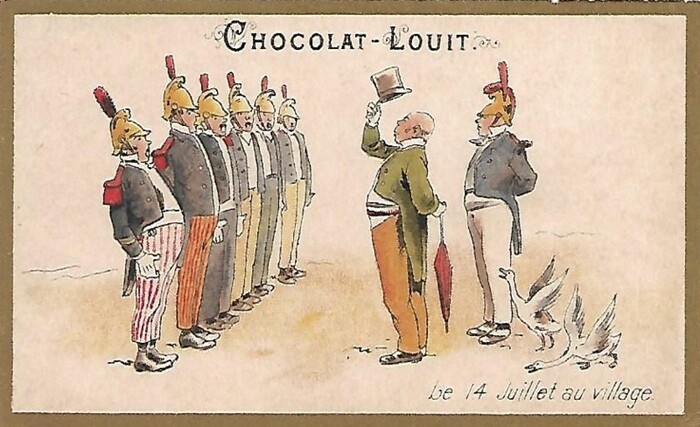 Le 14 juillet au village (chromo Chocolat Louis)