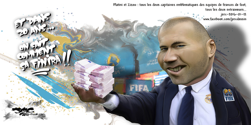 JERC 2016-01-12, Zinedine Zidane, un chemin tout tracé ! www.facebook.com/jercdessin Cliquer sur la photo pour voir en plus grand.