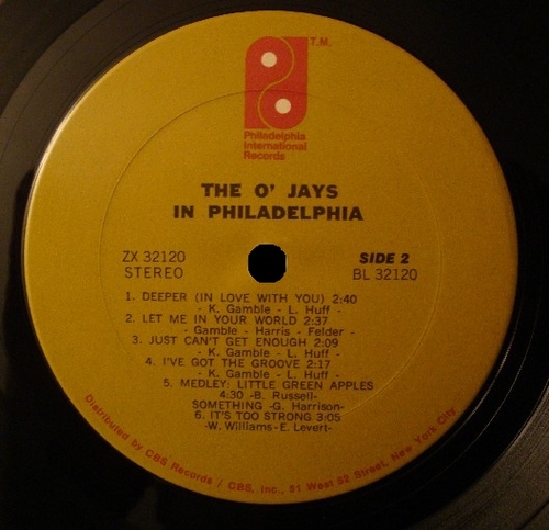 1973 : The O'Jays : Album " The O'Jays In Philadelphia " Philadelphia International Records KZ 32120 [ US ]