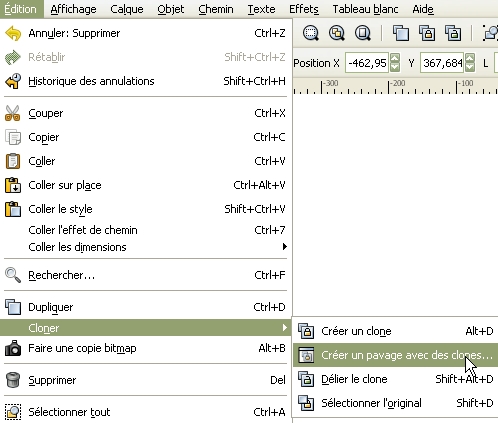 Accéder au générateur de motif répétitif d'Inkscape