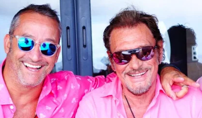 Simon Cohen et un sosie de Johnny Hallyday