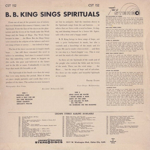 B.B. King : Album " B. B. King Sings Spirituals " Croiwn Records 152 [ US ]