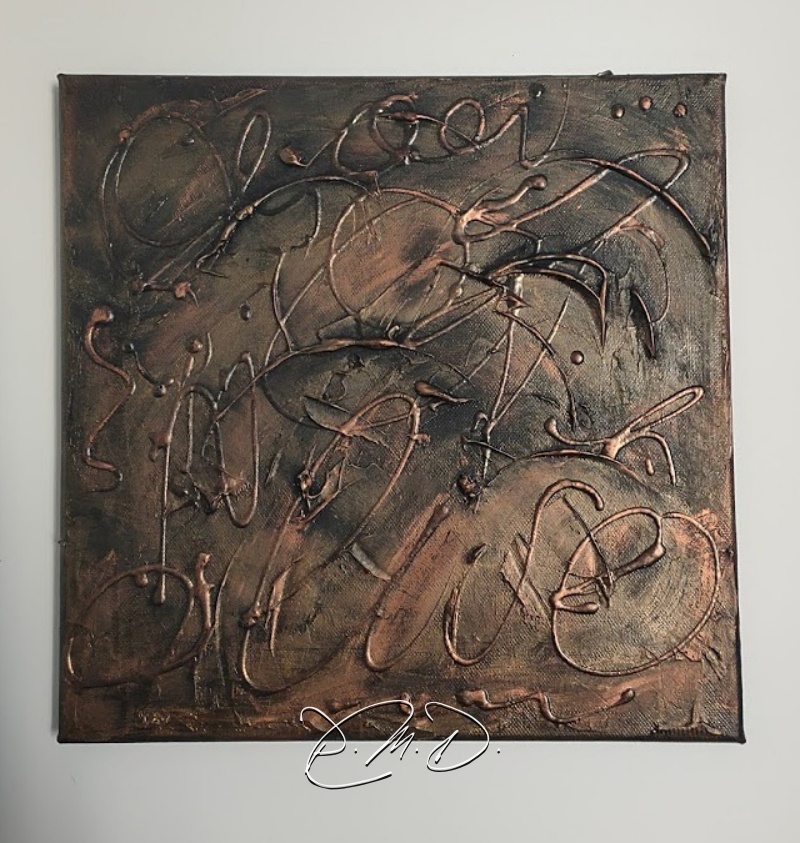 2022  - Toile 30x30 -  Enduit pigmenté, cerne relief et patine Libéron - ND