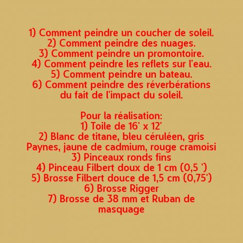 Dessin et peinture - vidéo 3809 : Comment peindre un bateau sous un coucher de soleil ? - acrylique, huile.