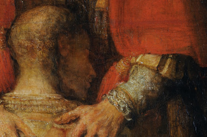 Résultat de recherche d'images pour "La tête du père du fils prodigue de Rembrandt"