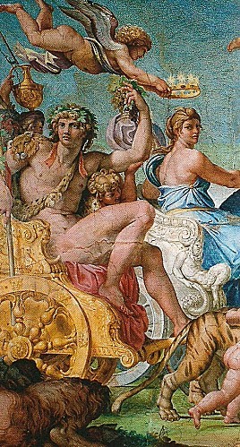 Bacchus sur son char revient de l'Inde (Carrache, Palais Fa