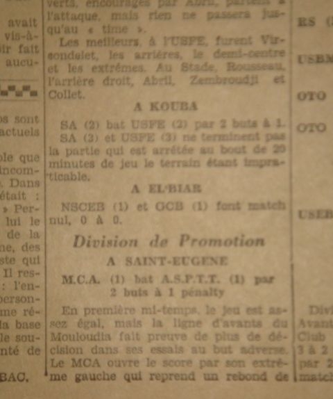 3.11.1929 à St Eugène ASPTT-MCA 1-2