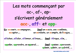 Les mots commençant par ac-, af- et ap-