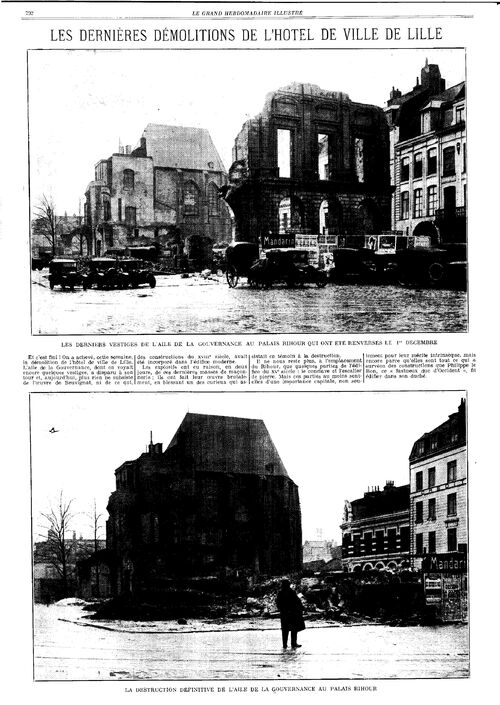 Les dernières démolitions de l'Hôtel de Ville de Lille (Le Grand hebdomadaire illustré, 10 décembre 1922)