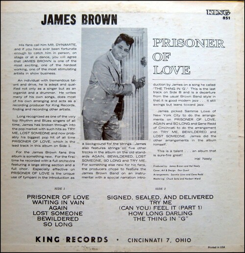 1963 James Brown Album " Prisoner Of Love " King Records K 851 [ US ]