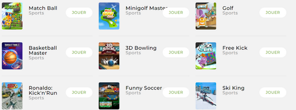 Liste de quelques jeux de sport