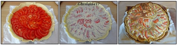 Quiche tomate, fromage frais, parmesan, thym, romarin