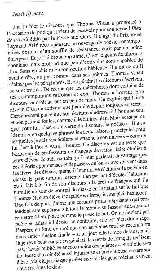 Extrait de mon journal 2016, Editions Jacques Flament