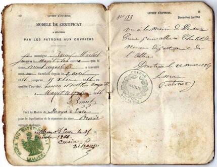 Résultat de recherche d'images pour "carnet ouvrier napoléon III"