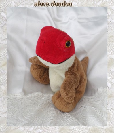 Doudou Peluche Dinosaure Wild Republic Marron Ecru Rouge