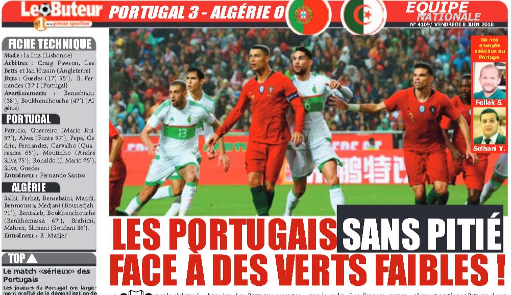 Jeudi 7.6.2018 à Lisbonne Portugal-EN 3-0