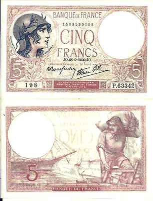 LE BILLET LE 5 FRANCS VIOLET