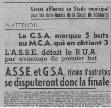 Dimanche 4.2.1940 demi finale coupe solidarité GSA-MCA 5-3
