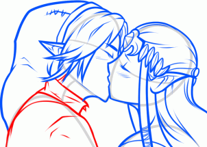 how to draw link and zelda kissing step 9