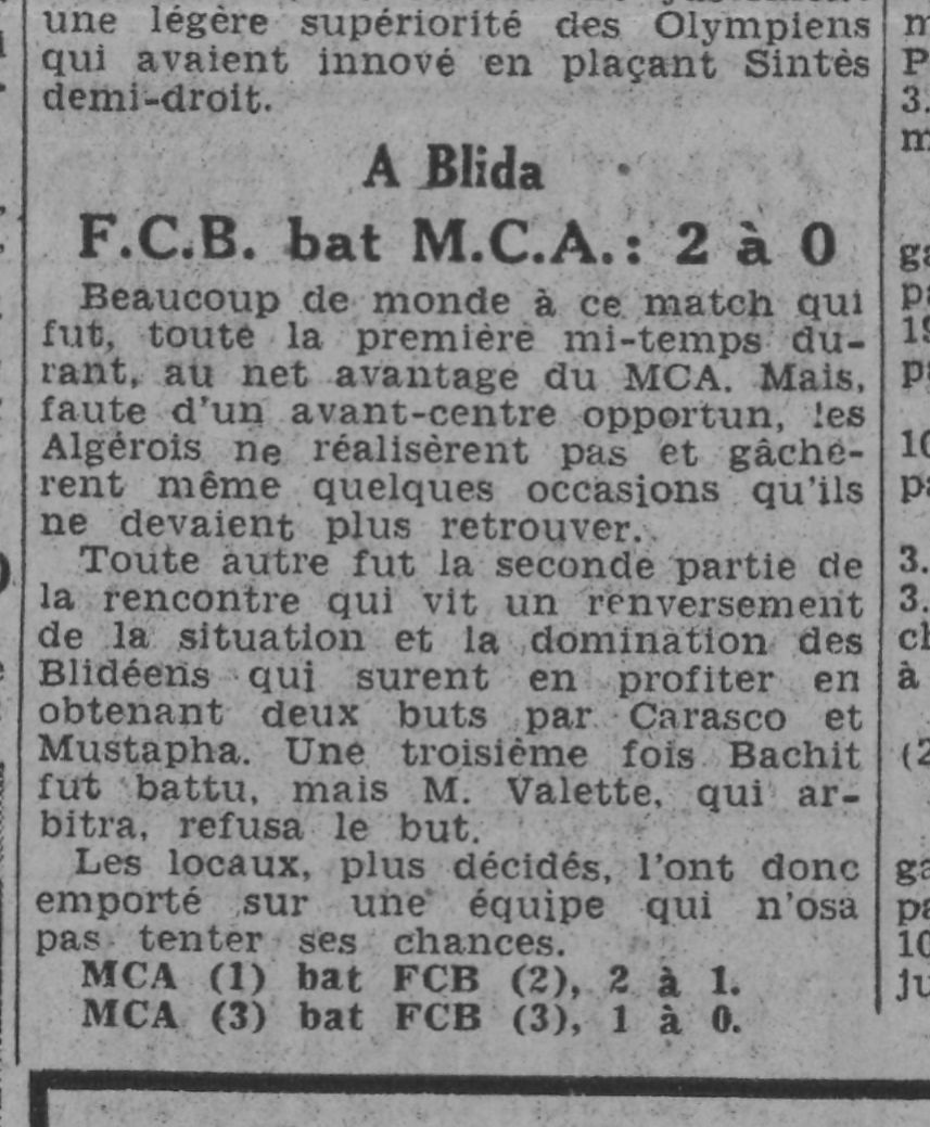 D 26.4.1942 à Blida FCB-MCA 2-0
