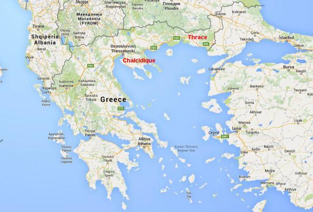 Les principales mines grecques se trouvent en Thrace et en Chalcidique.