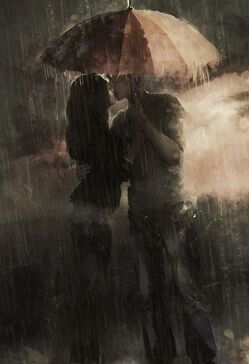 Love in the rain love art couple painting