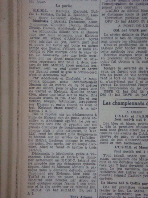 18.10.1936 mca-rcmc 3-3 pas de victoire après 3 journées