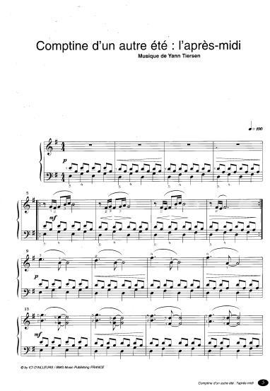 Yann Tiersen - Amélie Poulain - 6 pièces for piano - Partition - sheet  music - Toutes les Partitions - Sheet Music
