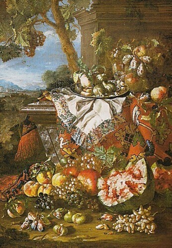Nature morte classicisante et fruits de Pietro Na varra hui