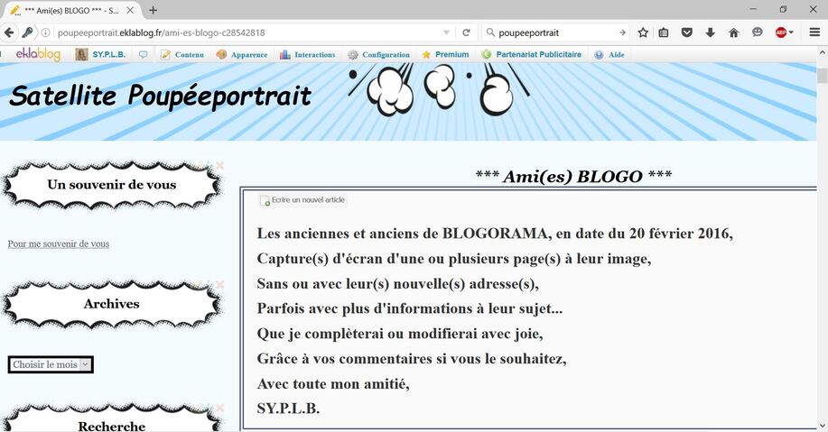Annonce nouvelle rubrique AmiBlogo/BlogoAmi dans mon blog Satellite Poupéeportrait