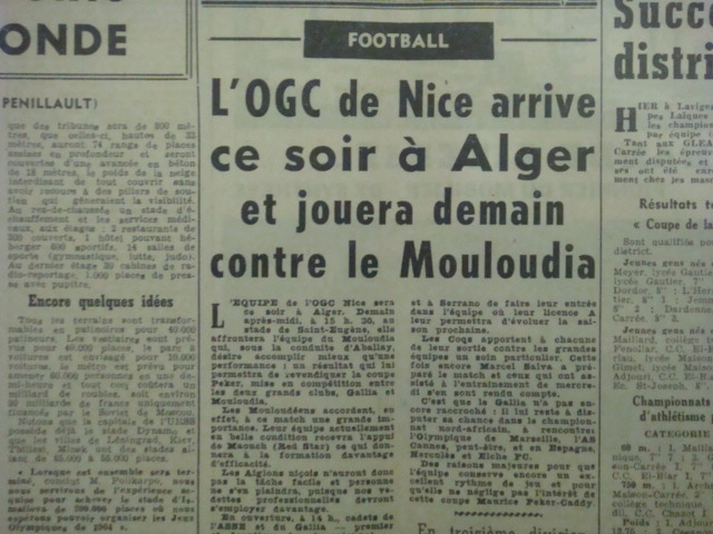 Samedi 14.5.1955 Amical MCA-OGC Nice 3-3